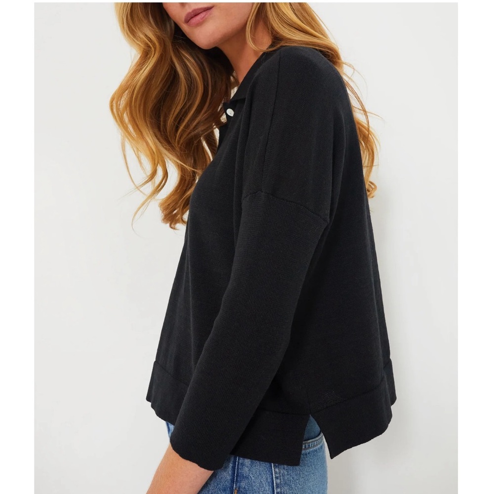 TUCKERNUCK Black Clayton Long Sleeve Knit Polo Medium / Large - Picture 3 of 11